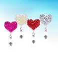 thumbnail image 3 of FRCOLOR badge reels 4pcs Nurse Badge Holder Shiny Rhinestone Heart Shape Nurses Retractable ID Badge Reel Clips (Random Color),1.57"X1.42"X0.39", 3 of 5