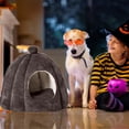 thumbnail image 4 of Lit pour Animal Semi-Fermé 15x13 Po Détachable Lavable Tapis de Chenil en Flanelle pour Chats Petits Animaux Base de Soutien Douce Gris, 4 of 6