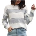 thumbnail image 2 of Dvkptbk Sweaters for Women Pull à Tricoter à Col Rond pour Femmes à Rayures et Manches Longues Clothes en Liquidation, 2 of 6