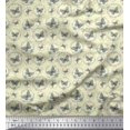 thumbnail image 1 of Soimoi Yellow Velvet Fabric Wreath & Butterfly Printed Fabric 1 Yard 58 Inch Wide, 1 of 5
