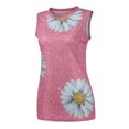 thumbnail image 4 of Leutsin Hauts d'Été pour Femmes Col Rond Imprimé Marguerites Débardeur Sans Manches T-Shirts Blouse Graphique, 4 of 6