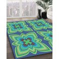 thumbnail image 3 of Ahgly Company Machine Washable Indoor Square Transitional Steel Blue Area Rugs, 8' Square, 3 of 7