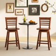 thumbnail image 2 of Costway 2 PCS 24.5" Counter Height Bar Chairs Swivel Bar Stools with Hollow Backrest Brown, 2 of 8