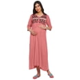 thumbnail image 1 of Moomaya Womens Embroidered Round Neck Rayon Slub Long Maxi Maternity Dress, 1 of 1