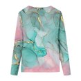 thumbnail image 4 of IROINID en Solde T-Shirt à Manches Longues en Polyester pour Femmes Confortable Dames Col Rond Hauts Amples T-Shirts Imprimés Blouse, Vert, 4 of 5