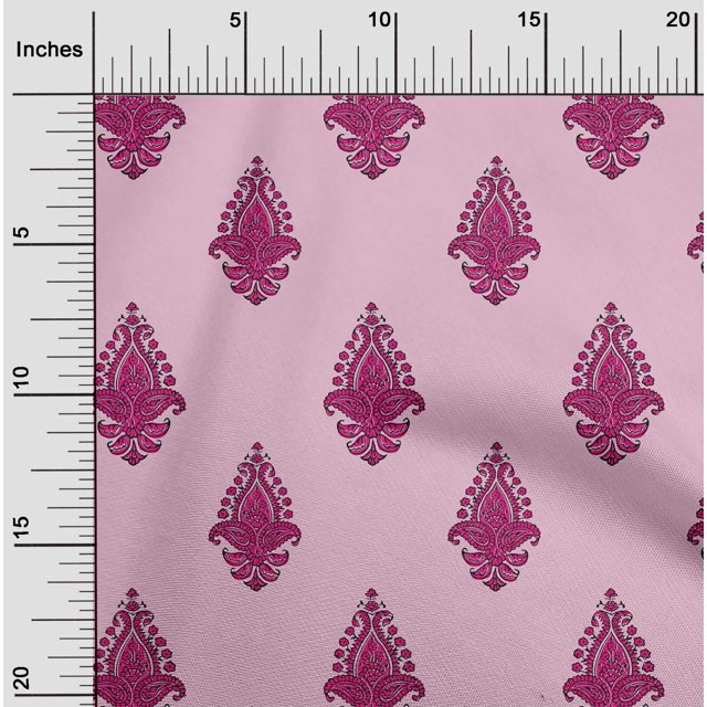 oneOone Viscose Chiffon Fabric Leaves|Floral & Paisley Block Printed Craft Fabric BTY 42 Inch Wide