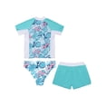 thumbnail image 4 of TTAO Kids Girls Short Sleeves Bathing Suits 3 Pieces Water Sports Swimming Surfing Rash Guard Set Leaf 8, 4 of 4