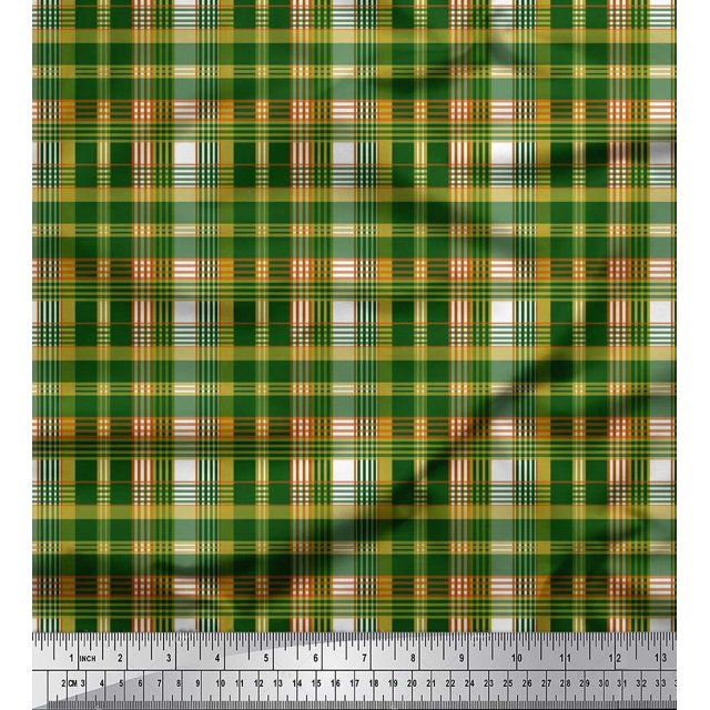 Soimoi polyester Crepe Fabric Plaid Check Print Fabric by the Yard 52 Inch Wide