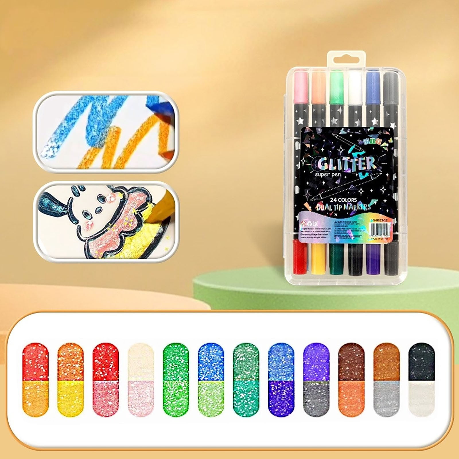 EGNMCR Home Office Furniture High-brightness Two-color Glitter Marker Pen Overstriking Pearlescent Glitter Pen Student Notebook Fluorescent Marker Pen 20ml Plastic Marker Pen Set