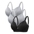 thumbnail image 1 of DecSea 3PC Women's Solid Color Steel Ring Oversized Gathering Underwear Daily Bra, 1 of 4