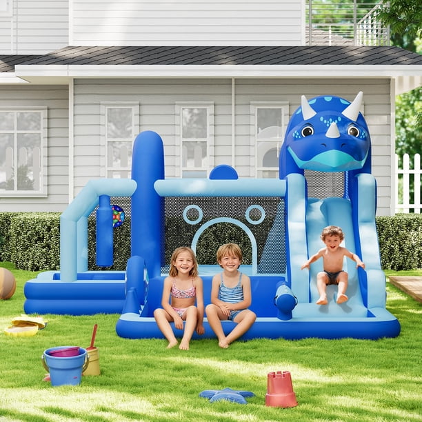 Château gonflable aquatique avec toboggan, piscine et splash pad pour enfants, aire de jeux d'eau extérieure de jardin, inclut souffleur, taille gonflée : 430 x 390 x 210 cm Château gonflable aquatique avec toboggan, piscine et splash pad pour enfants, aire de jeux d'eau extérieure de jardin, inclut souffleur, taille gonflée : 430 x 390 x 210 cm