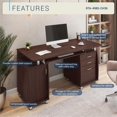 thumbnail image 4 of Techni Mobili Engineered Wood Computer Desk w/CPU Stand Compartment in Chocolate, 4 of 10