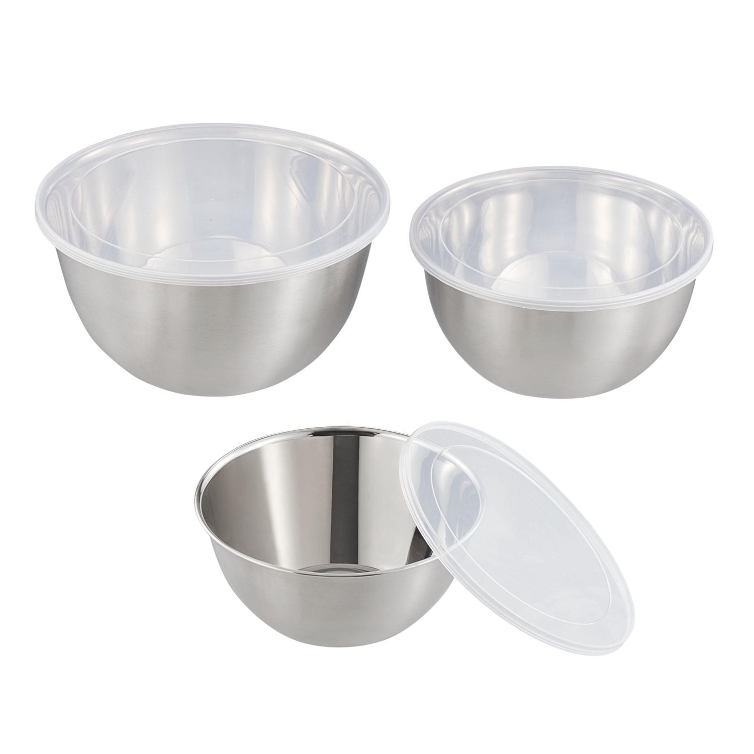 Ensemble de 6 bols de mélange et de rangement en acier inoxydable brossé Mainstays avec couvercles