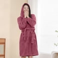 thumbnail image 4 of Women’s Hooded Fleece Bathrobe – Plush Short Robe with Waist Belt & Pockets (Cozy Lounge Essential), 4 of 5