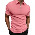 thumbnail image 1 of xiaxaixu Men's Collared Tops Golf Shirts Casual Short Sleeve Quarter Zip Solid Color Slim Fit T-Shirts, 1 of 6