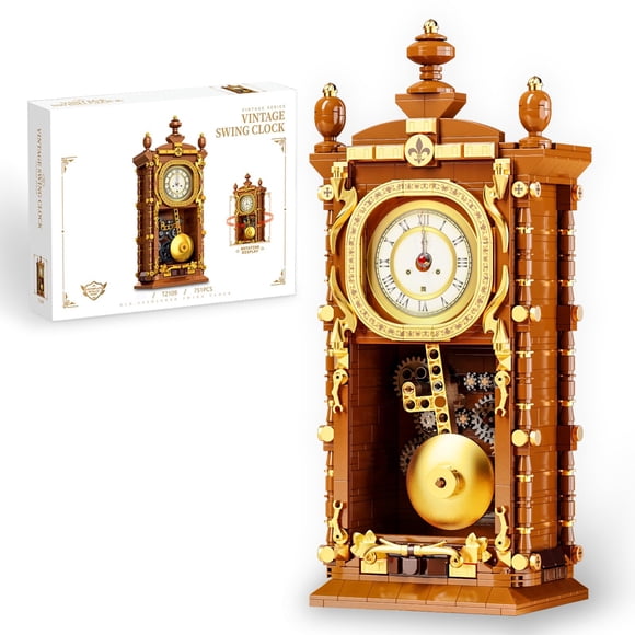 Vziimo Ensemble de Blocs de Construction Horloge Rétro à Balancier, Horloge à Pendule Vintage avec Mécanisme Fonctionnel, Trousse de Modèle, Jouets Cadeaux Créatifs pour Adultes Ados 14+ (751 Pcs)