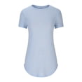 thumbnail image 4 of cfhntfmh Hauts Côtelés pour Femmes Manches Courtes T-Shirts Basiques Décontractés d'Été Col Rond Ourlet Incurvé, 4 of 6