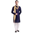 thumbnail image 1 of Tenue de Fête de Mariage Indienne Kurta Pyjama pour Homme avec Foulard (Bleu, TTG), 1 of 6