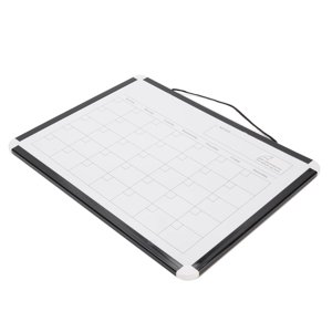 Calendrier mensuel à sec Panneau blanc à effacement sec Tableau blanc magnétique Portable double face Tableau blanc avec cadre en aluminium noir pour la maison