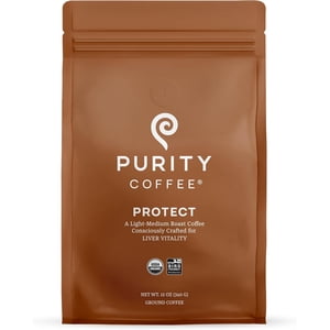 PURITY COFFEE PROTECT High Antioxidant Light-Medium Roast Ground (340g Bag) | Specialty-Grade USDA Organic Arabica Blend | Third Party Tested for Mold, Mycotoxins & Pesticides
