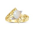 thumbnail image 1 of RYLOS Rings for Women 14K Yellow Gold Greek Key Designer Ring 9X7MM Gemstone & Diamond Ring October Opal Jewelry  Size 8, 1 of 7