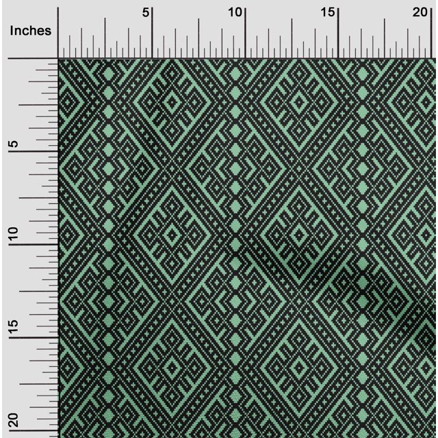 oneOone Cotton Cambric Fabric Ethnic Geometric Flame Stitch Printed Craft Fabric BTY 56 Inch Wide
