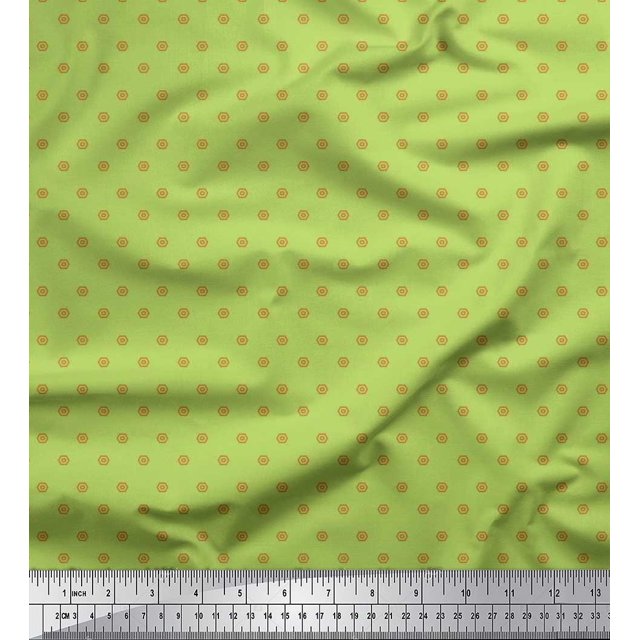 Soimoi Poly Georgette Fabric Hexagon Shirting Printed Craft Fabric by The Yard 52 Inch Wide