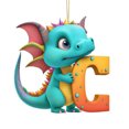 thumbnail image 2 of Fridja Personalized Dinosaur Christmas Ornament 26 Letters Hanging Pendant Ornaments 2024 Plastic Initial Monogram Xmas Tree Decorations with Hanging Rope Unique Customized Fun Gift for Kids (C), 2 of 4