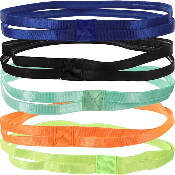 5Pcs Nonskid Yoga Headbands Workout Sweatbands for Unisex Sports Hair Bands Elastic Headbands