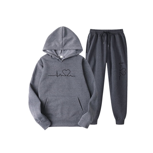 Bellella Ladies Tracksuit Sets Long Sleeve Sweatsuits Drawstring Two Piece Outfit Jogger Set Sweatshirts And Sweatpants Dark Gray S