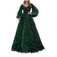 thumbnail image 2 of EGNMCR Robes à Paillettes pour Femmes Automne Hiver Col en V Manches Longues Robe de Cocktail Formelle Corset Moulante Tendance Bal Fête Décontractée Robes Maxi, 2 of 6