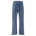 thumbnail image 4 of Timegard Womens Pants Plus Size Elastic High Waisted Drawstring Wide Leg Lightweight Casual Loose Trousers, 4 of 5