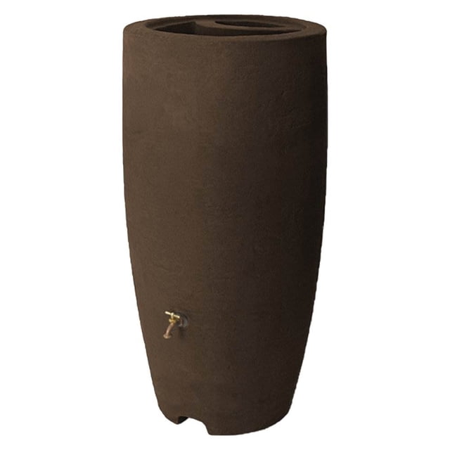 Algreen Athena 80 Gal Plastic Rain Water Collection Drum Barrel, Brownstone