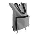 thumbnail image 2 of Sac de Chariot Pliable, Chariot de Magasinage Pliable Multifonction à Fermeture Éclair Robuste et Portable avec Roues pour le Camping Gris, 2 of 8