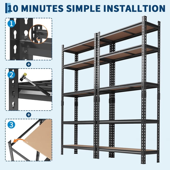 AKDSteel Adjustable Metal Shelving Unit, Heavy Duty Garage Storage Racks for Basement, Warehouse, Pantry and Closet