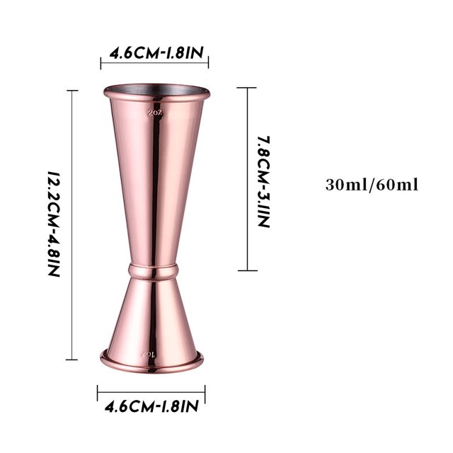 Mesureur de Vin en Verre Inoxydable 304 Double Tête Verre à Cocktail 30/60ML