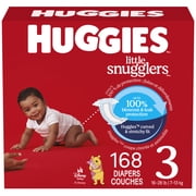 Huggies Little Snugglers Baby Diapers, Econo Pack, Size 3, Count 168
