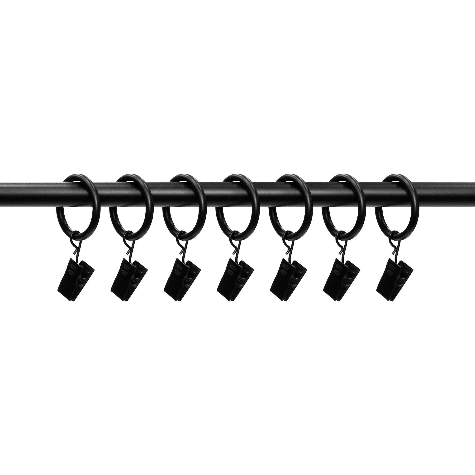 Anneaux avec pinces pour rideaux Noir mat 2,5 cm Mainstays (paquet de 7)