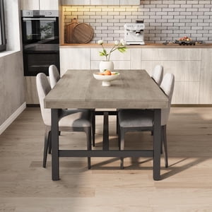OUYAWEI 71 Inch Rectangular Dining Table for 6-10 People,Modern Farmhouse Kitchen Table with Adjustable Feet,Sturdy Long Dining Room Table for Kitchen,Dining Room,Grey