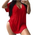 thumbnail image 1 of Yuyuzo Plus Size Tops for Women Oversized T Shirts Short Sleeve Shirts Deep V Neck Loose Fitted Tees Solid Color, 1 of 5