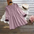 thumbnail image 2 of IROINID Discount Ladies Long Sleeve T Shirts Solid Color Button T-shirt Blouse Round Neck Lounge Tops,Pink, 2 of 8