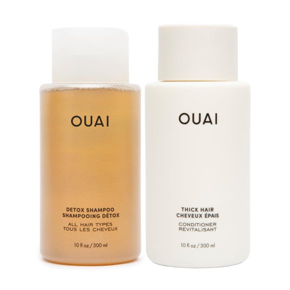 OUAI Detox Shampoo & Thick Hair Conditioner Bundle - Clarifying Shampoo for Build Up, Dirt, Oil, Product and Hard Water & Moisturizing Conditioner for Thick Hair (2 Count)