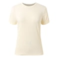 thumbnail image 4 of Hauts d'Été pour Femmes à Manches Courtes, Col Rond, Côtelés, Coupe Ajustée, Chandails Décontractés, T-Shirt, 4 of 6