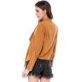 thumbnail image 4 of INSPIRE CHIC Veste en Faux Suède pour Femme à Manches Longues, devant Drapé, Vestes de Moto, 4 of 6