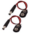 thumbnail image 1 of Unique Bargains 2Pcs 5.5x2.1mm DC Male Plug 9V Battery Buckle Clip Connector Holder Cable 19cm, 1 of 1