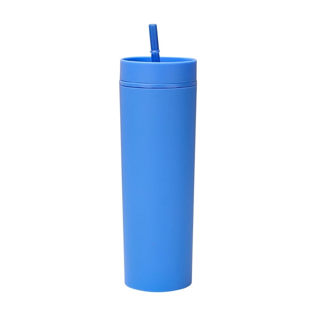 Double Wall Tumbler,Cup with Straw Skinny Tumblers Frosted Colored Acrylic Tumblers with Straws and Lids,16 Double Wall Tumblers for Cold Drinks, Reusable Cups Vinyl Gifts,With Straw