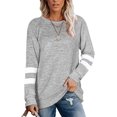 thumbnail image 1 of T-Shirts Décontractés à Rayures à Manches Longues pour Femmes, Col Rond, Hauts Unis, Blouse Ample Décontractée, 1 of 4
