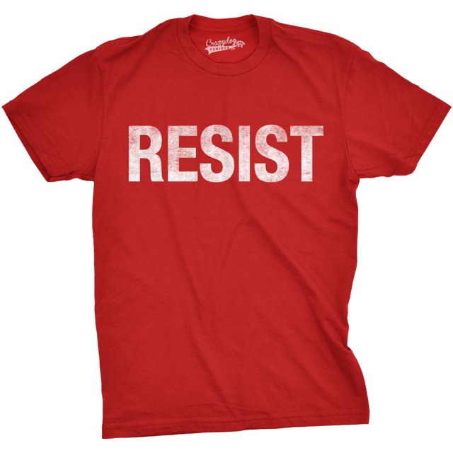 Mens Resist T Shirt Political Anti Authority Protest Tee Rebel Rally March Tee (Red) - M