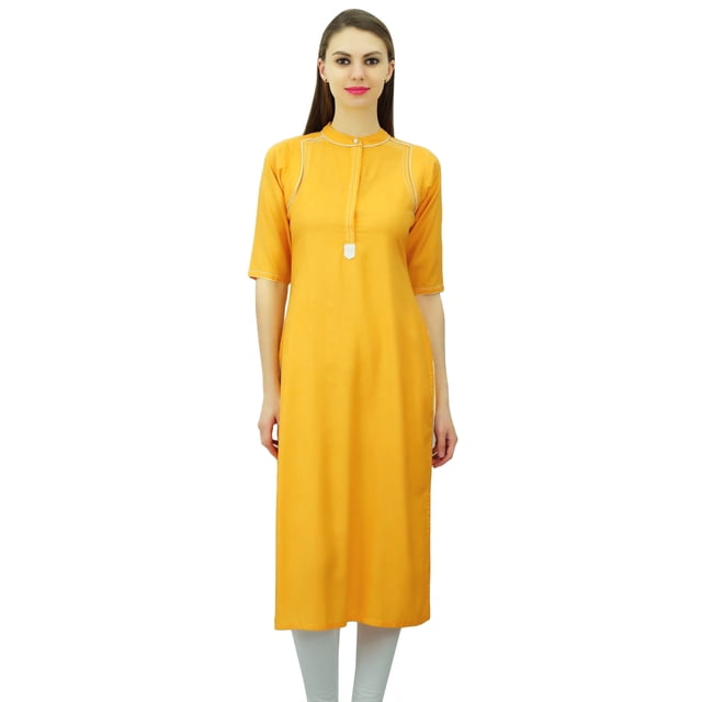 Phagun Kurti à Col Mandarin pour Femmes Tunique Ethnique Indienne Haut Kurta en Rayonne pour Dames