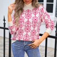 thumbnail image 2 of Rbaofujie Chandails Mignons pour Femmes Chandail Tricoté à Rayures Patchwork avec Manches Longues Col Rond Hauts de Chandail Rose Vif Chandails Mignons pour Femmes, 2 of 9